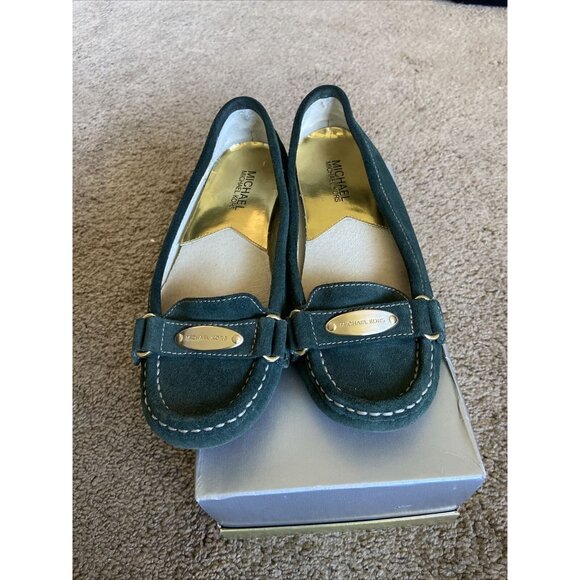 Michael Kors Suede Moccasin Loafer Flats Sage Dark Green 6M - Picture 8 of 9